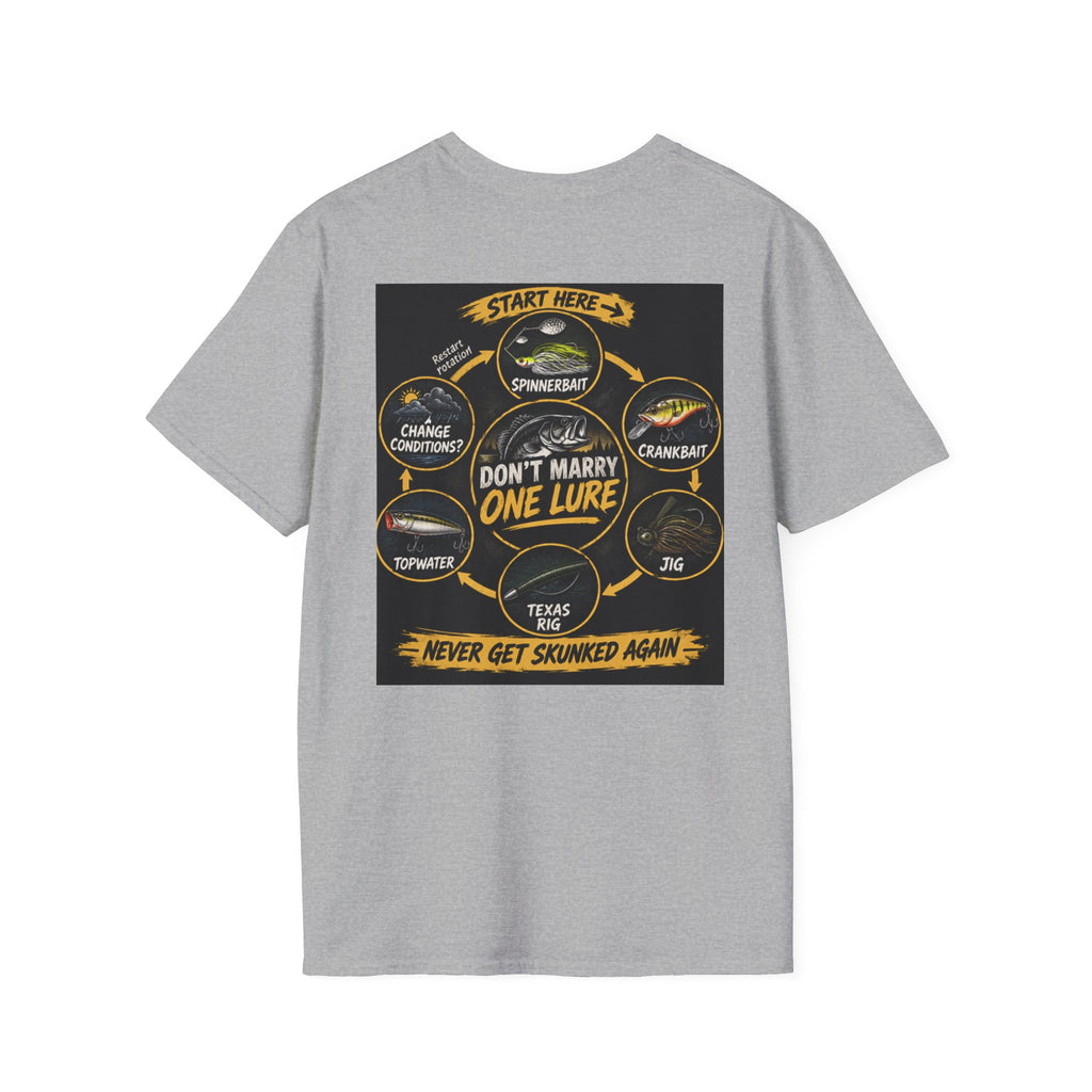 T-Shirt Lure Rotation System, Don't Marry One Lure Fishing Graphic Tee