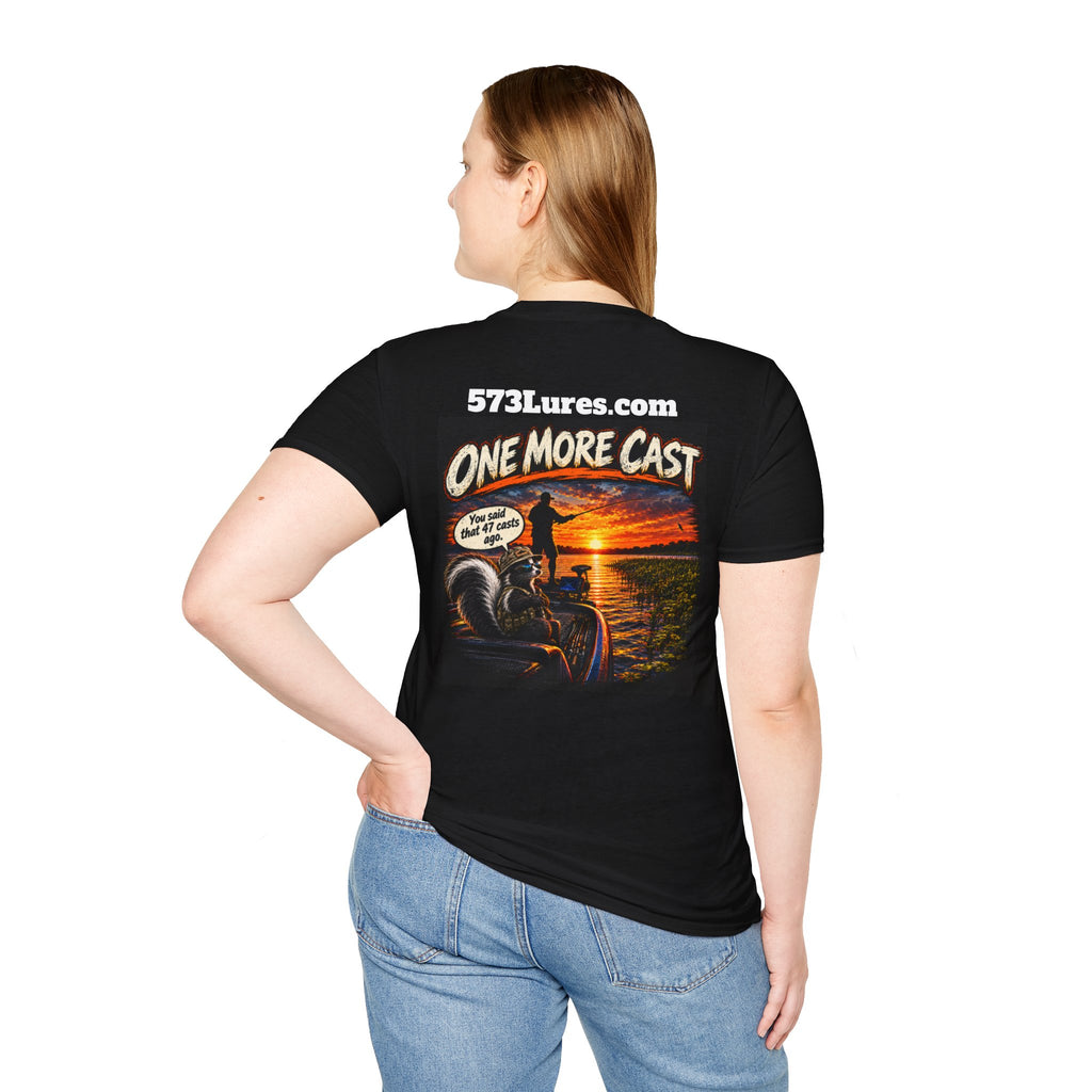 One More Cast Fishing T-Shirt — 'One More Cast' Sunset Bass Fishing Graphic