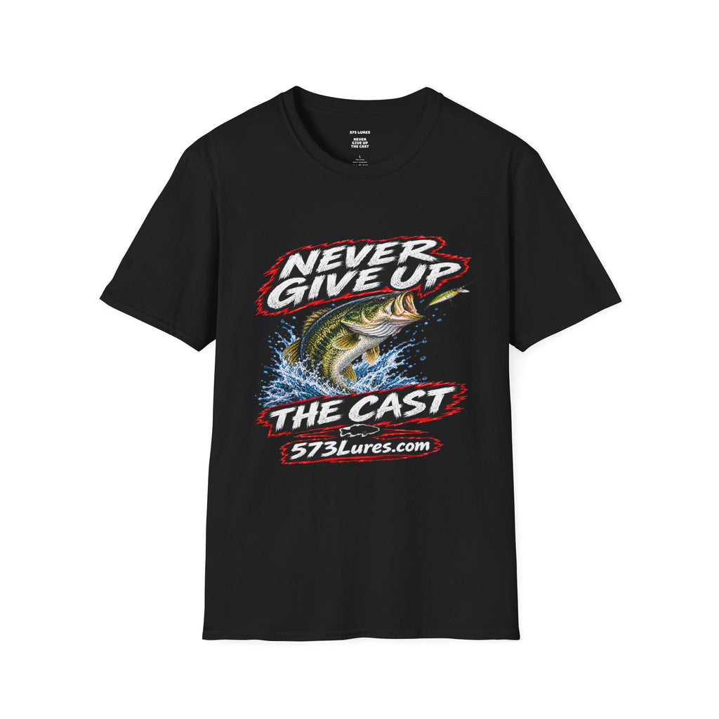T-Shirt Never Give Up, the Cast Bass Fishing Graphic Tee Never Get Skunked Again