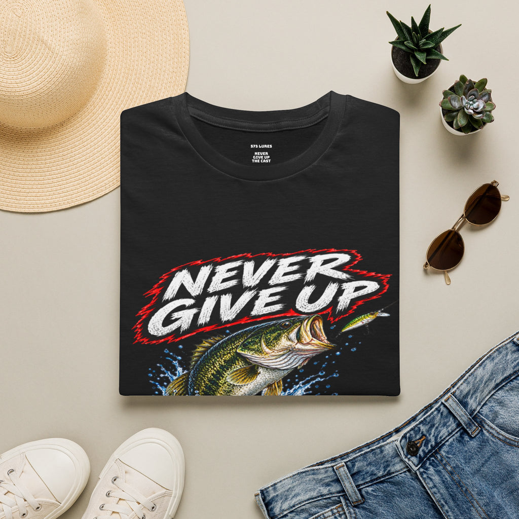 T-Shirt Never Give Up, the Cast Bass Fishing Graphic Tee Never Get Skunked Again