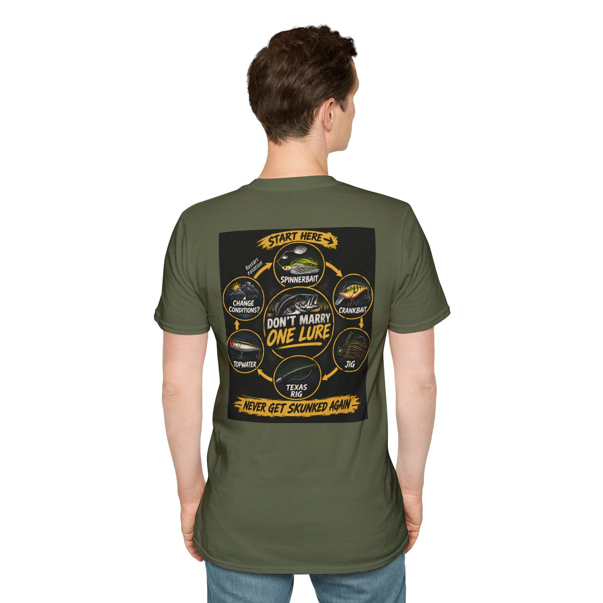 T-Shirt Lure Rotation System, Don't Marry One Lure Fishing Graphic Tee