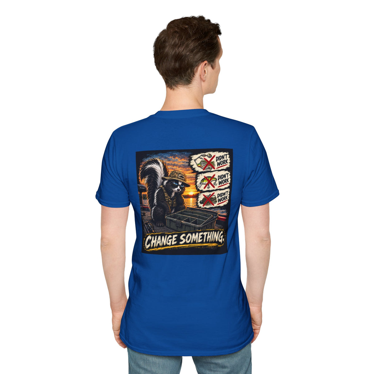 T-Shirt Change Something, Skunk Happens Fishing Graphic Tee