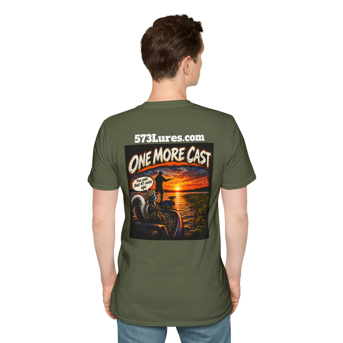 One More Cast Fishing T-Shirt — 'One More Cast' Sunset Bass Fishing Graphic
