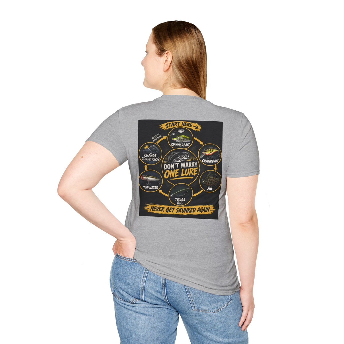T-Shirt Lure Rotation System, Don't Marry One Lure Fishing Graphic Tee