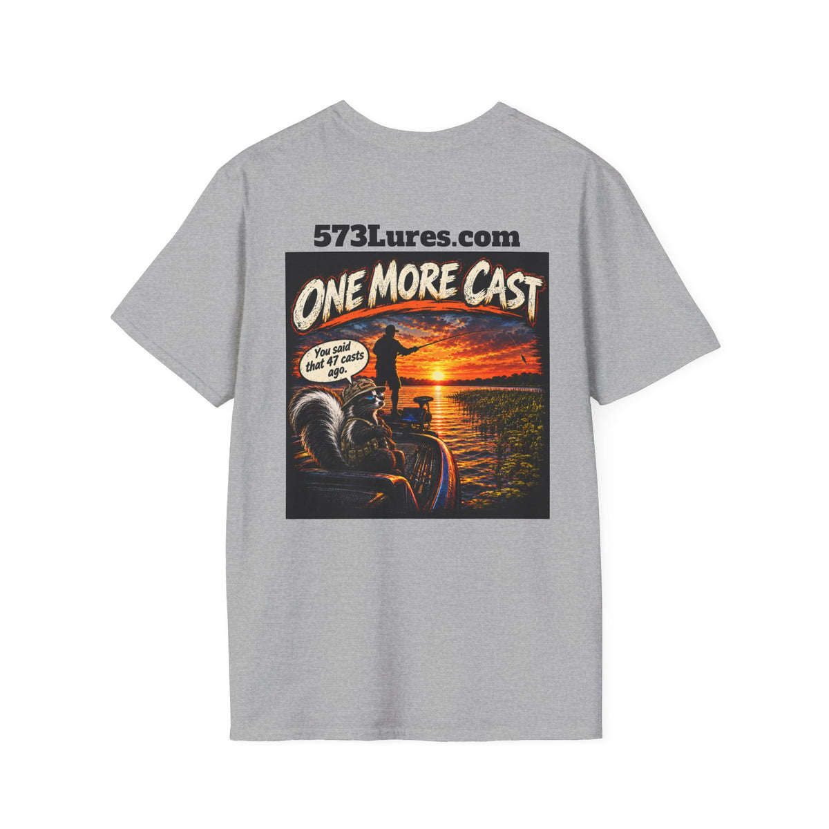 One More Cast Fishing T-Shirt — 'One More Cast' Sunset Bass Fishing Graphic