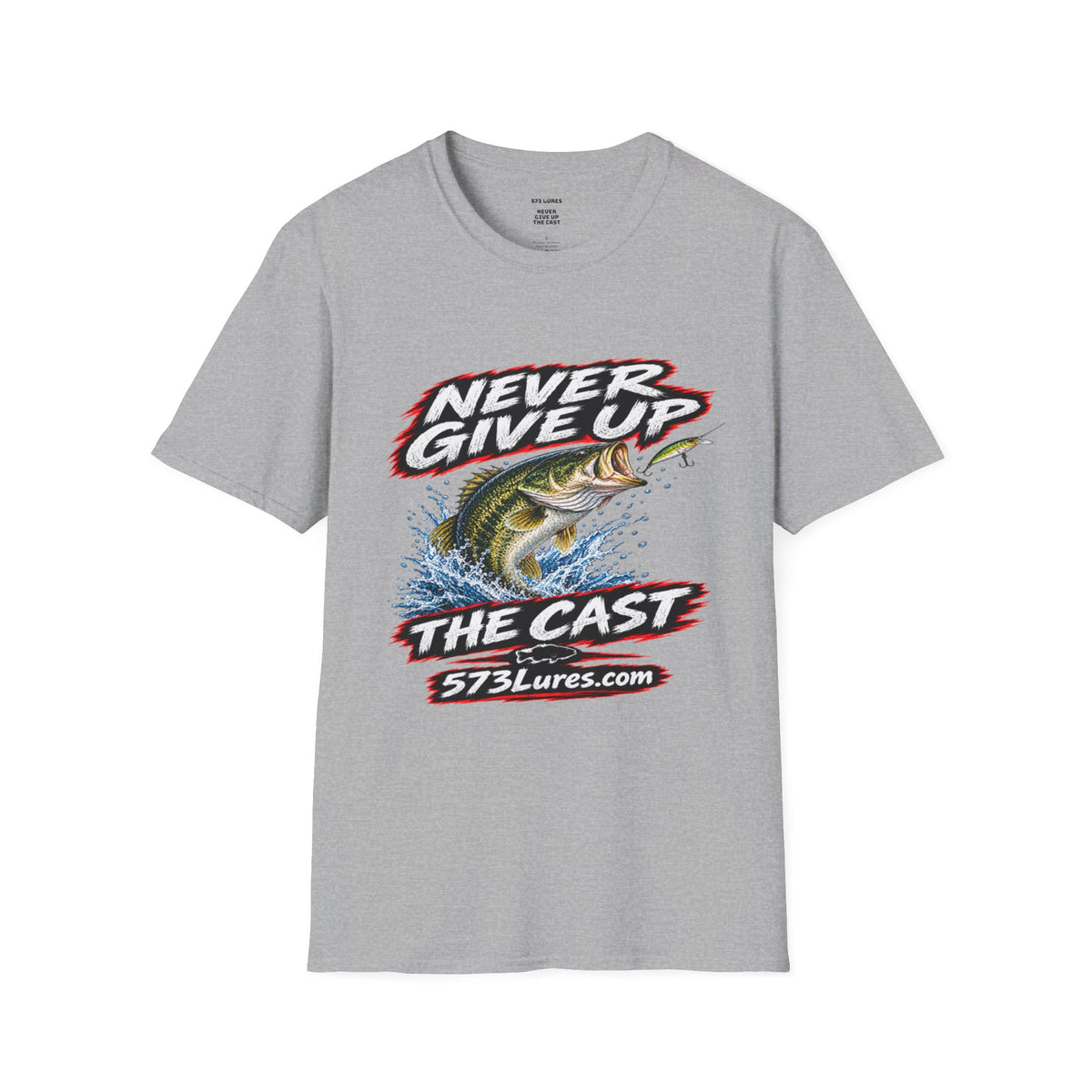 T-Shirt Never Give Up, the Cast Bass Fishing Graphic Tee Never Get Skunked Again