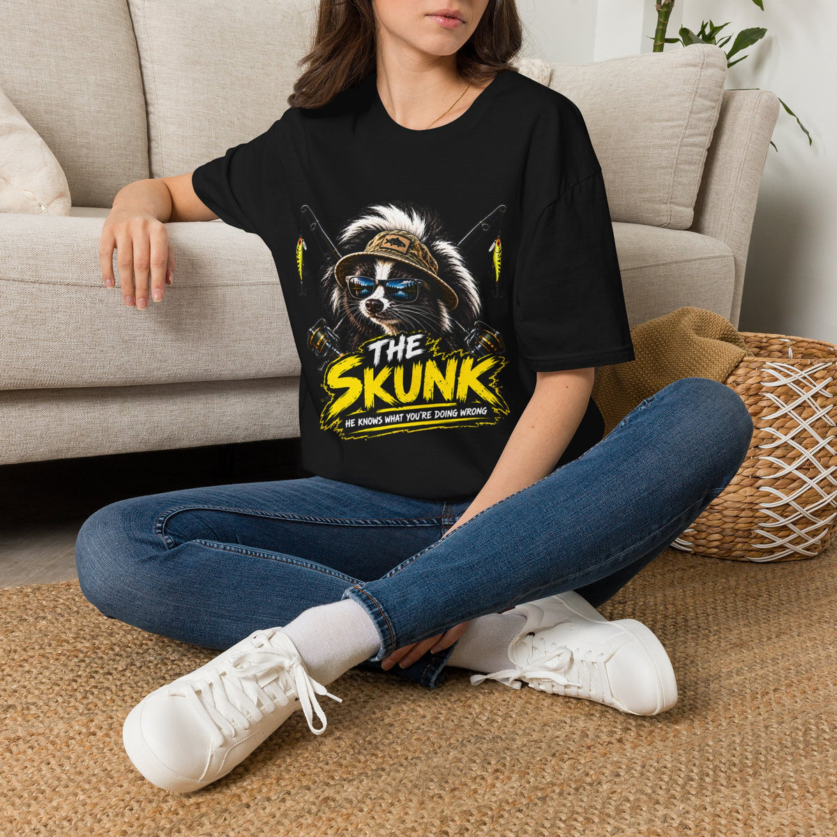 The Skunk Fishing T-Shirt — Retro Fishing Mascot Tee
