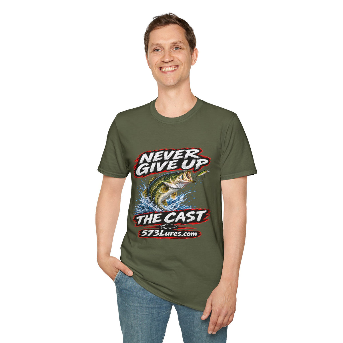 T-Shirt Never Give Up, the Cast Bass Fishing Graphic Tee Never Get Skunked Again