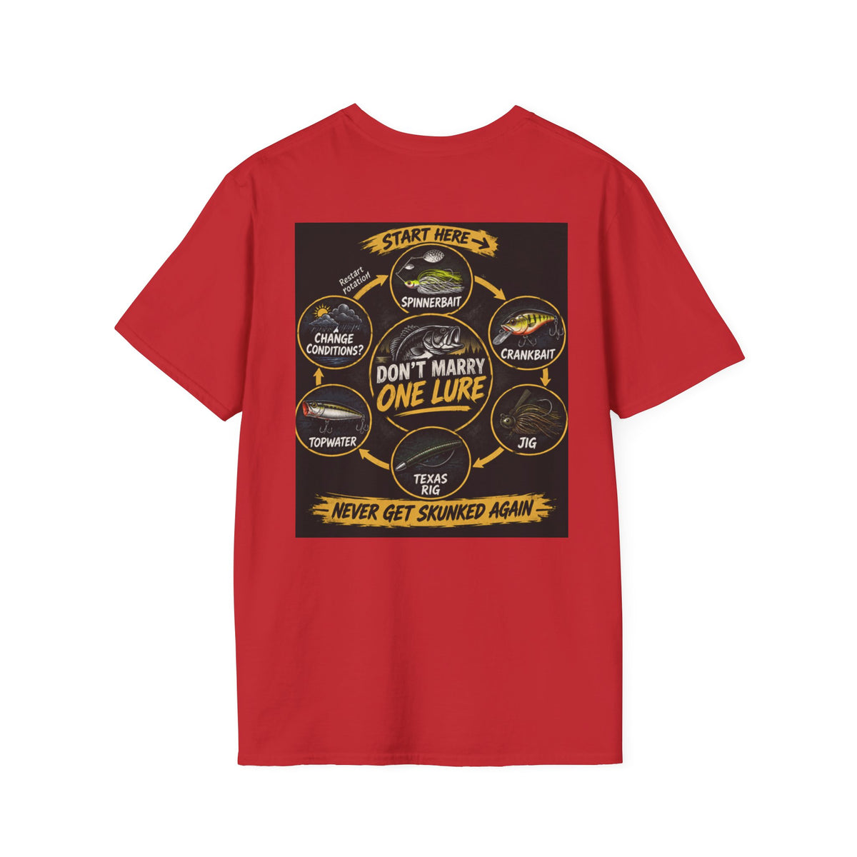 T-Shirt Lure Rotation System, Don't Marry One Lure Fishing Graphic Tee