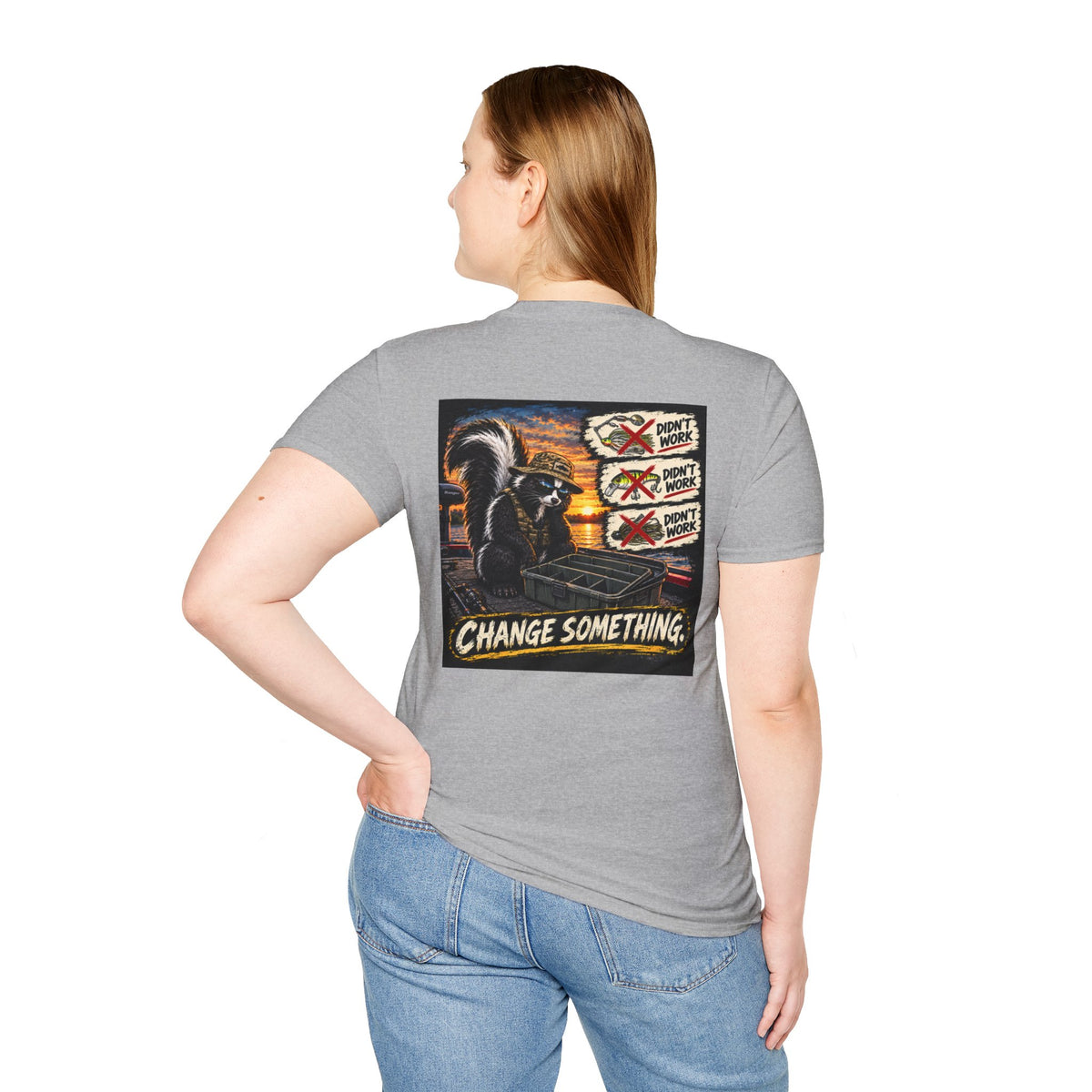 T-Shirt Change Something, Skunk Happens Fishing Graphic Tee