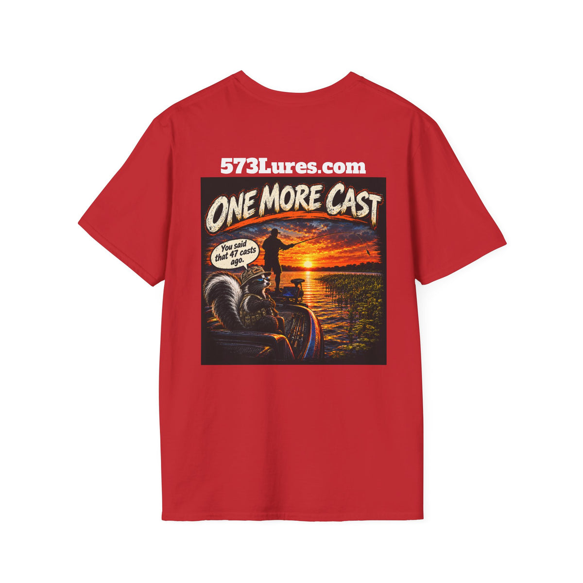 One More Cast Fishing T-Shirt — 'One More Cast' Sunset Bass Fishing Graphic