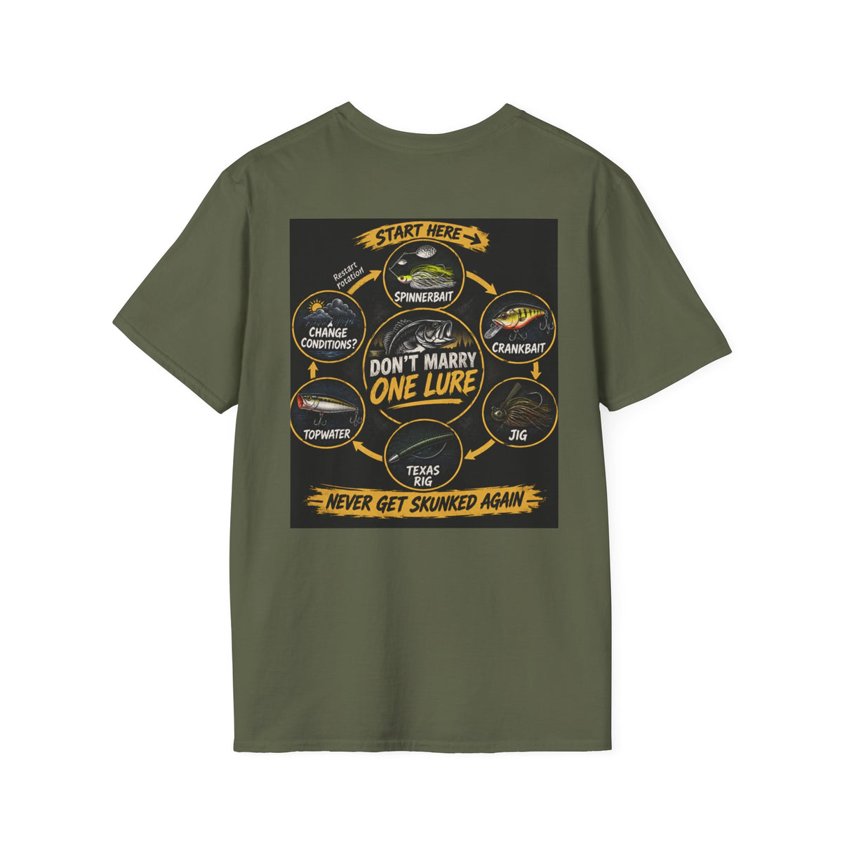 T-Shirt Lure Rotation System, Don't Marry One Lure Fishing Graphic Tee
