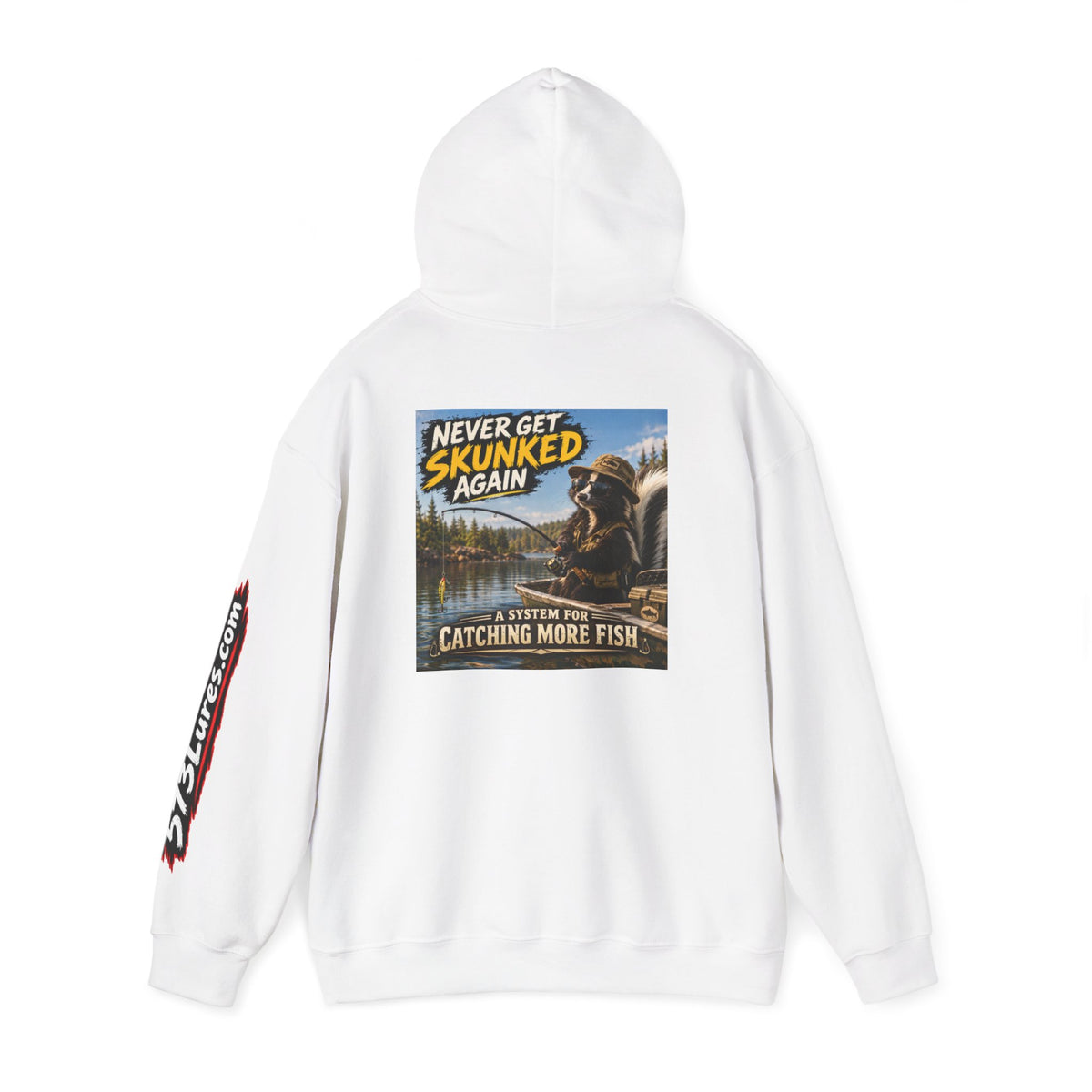 Hoodie Never Skunked Again, Catch More Fish Fishing Graphic Sweatshirt
