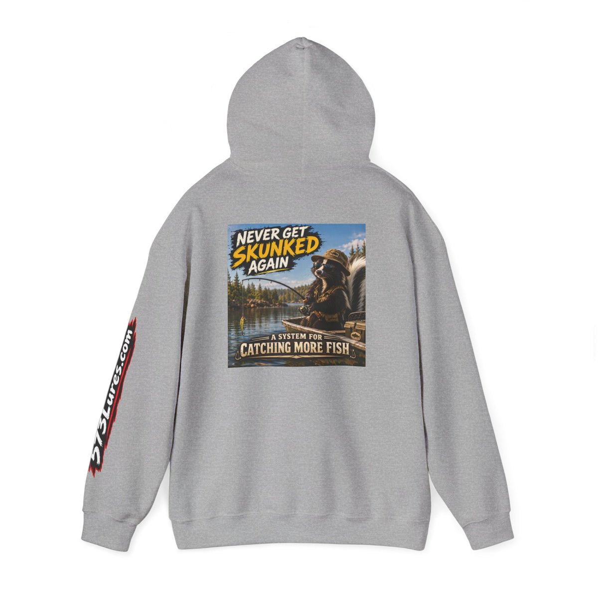 Hoodie Never Skunked Again, Catch More Fish Fishing Graphic Sweatshirt
