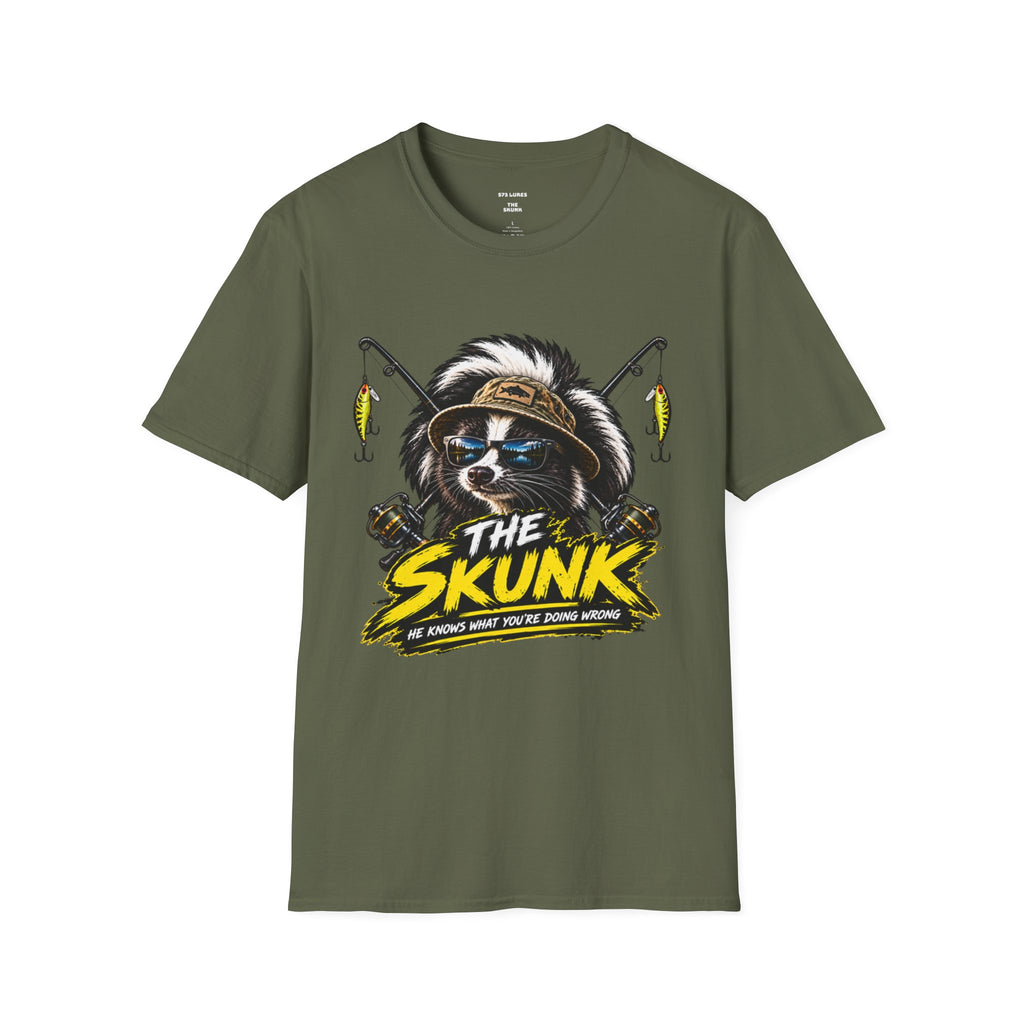 The Skunk Fishing T-Shirt — Retro Fishing Mascot Tee