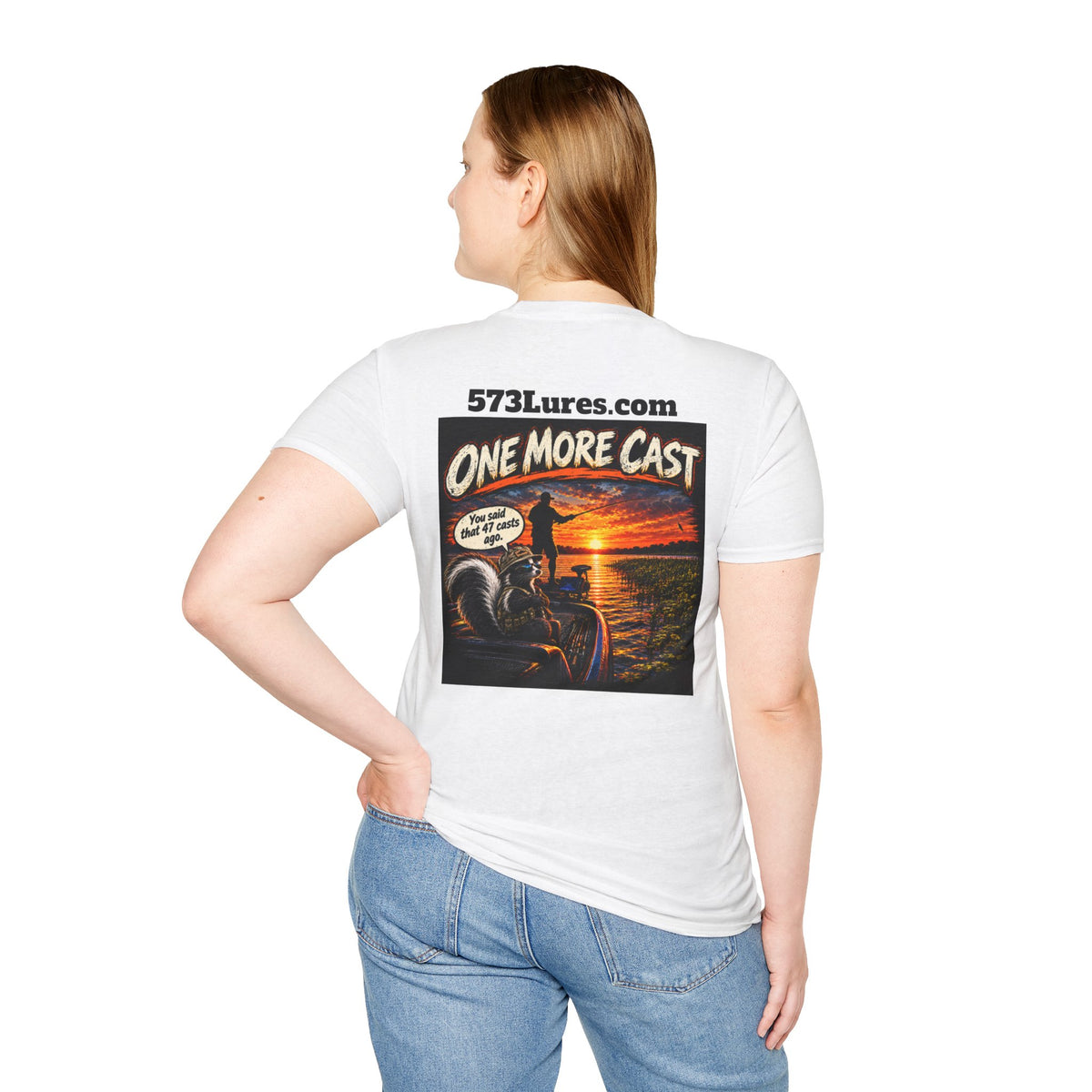 One More Cast Fishing T-Shirt — 'One More Cast' Sunset Bass Fishing Graphic