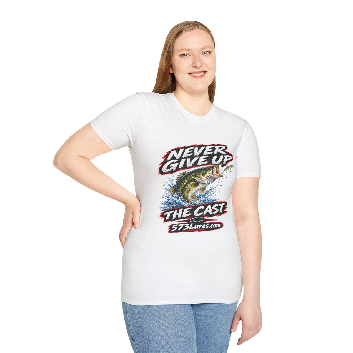 T-Shirt Never Give Up, the Cast Bass Fishing Graphic Tee Never Get Skunked Again
