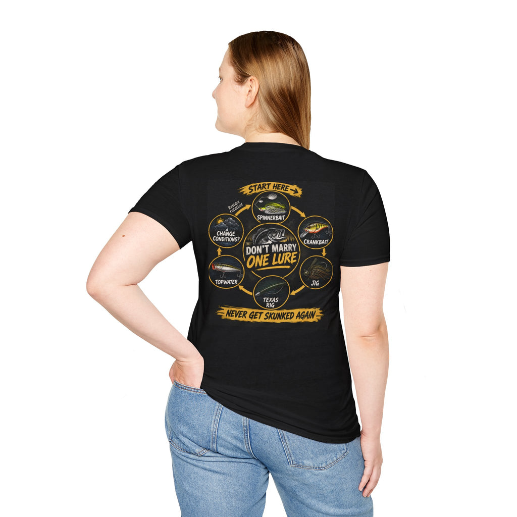 T-Shirt Lure Rotation System, Don't Marry One Lure Fishing Graphic Tee