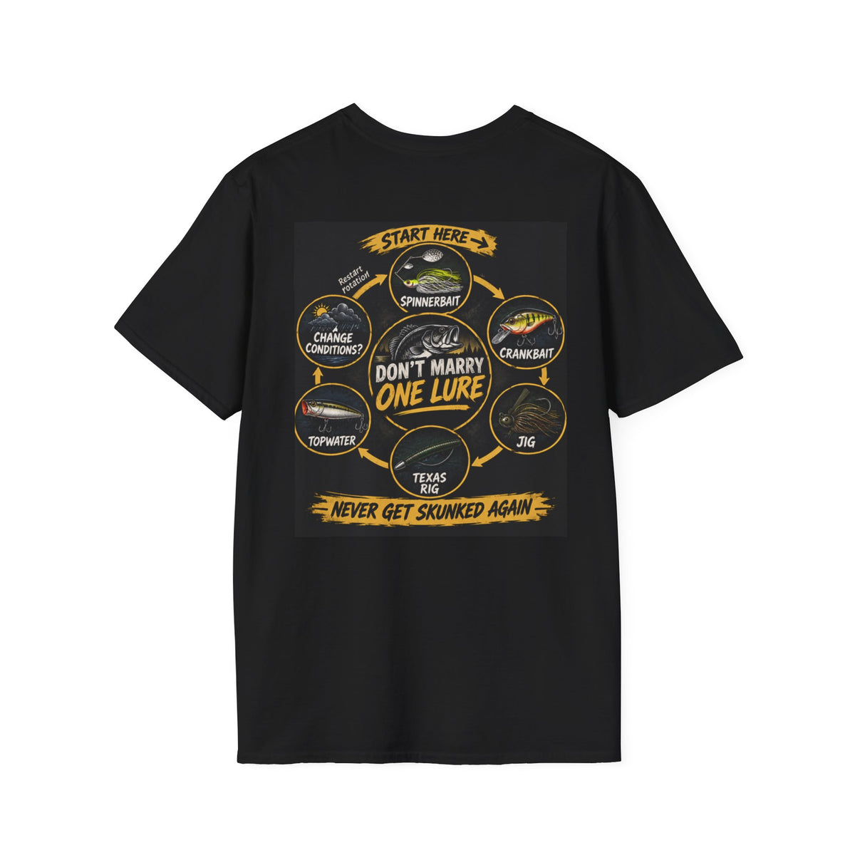 T-Shirt Lure Rotation System, Don't Marry One Lure Fishing Graphic Tee