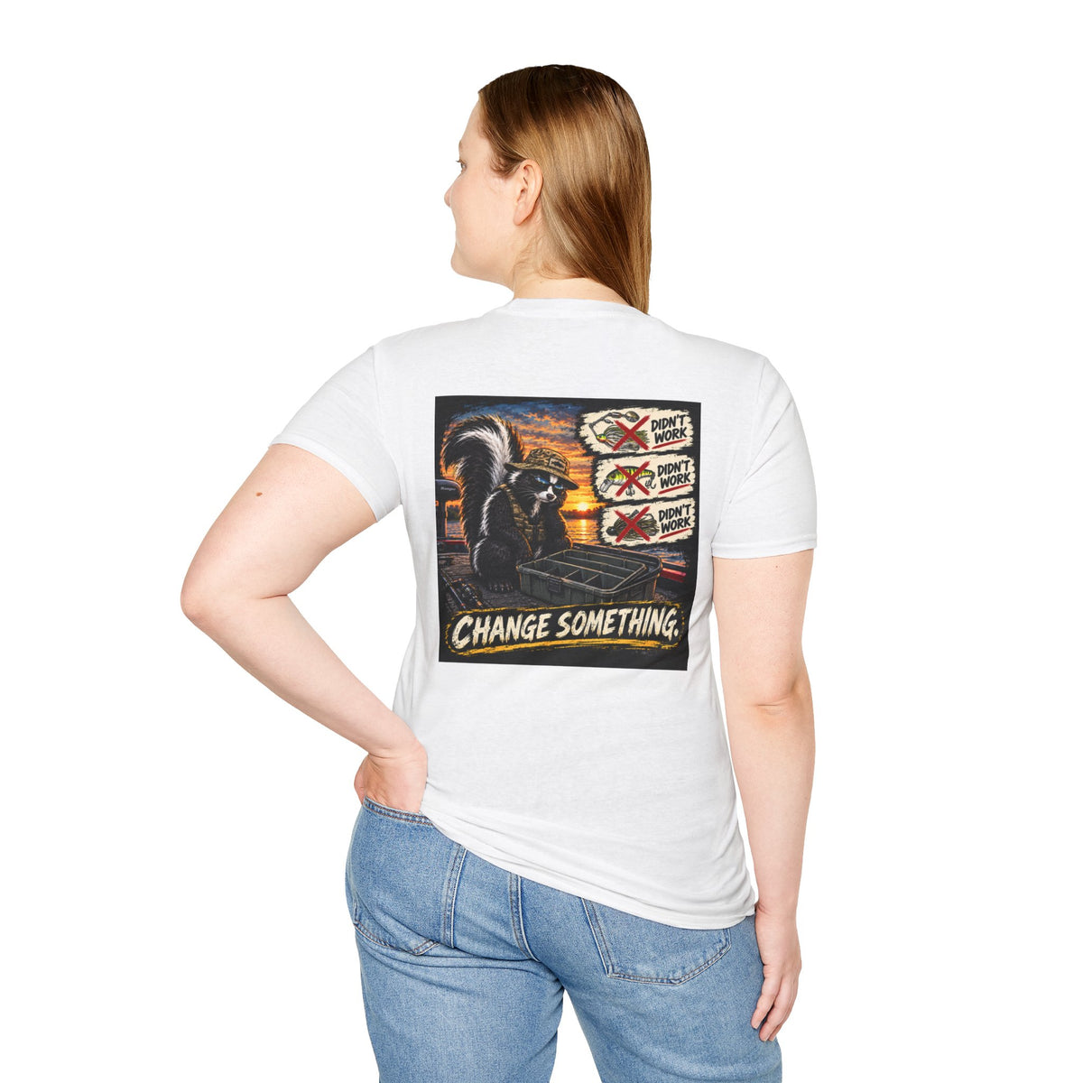 T-Shirt Change Something, Skunk Happens Fishing Graphic Tee