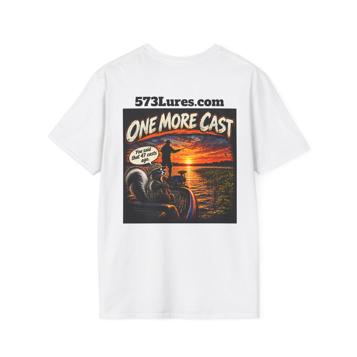 One More Cast Fishing T-Shirt — 'One More Cast' Sunset Bass Fishing Graphic