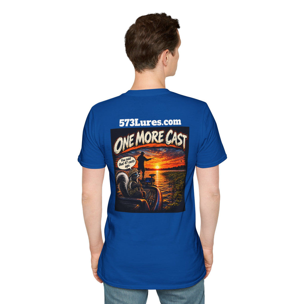 One More Cast Fishing T-Shirt — 'One More Cast' Sunset Bass Fishing Graphic
