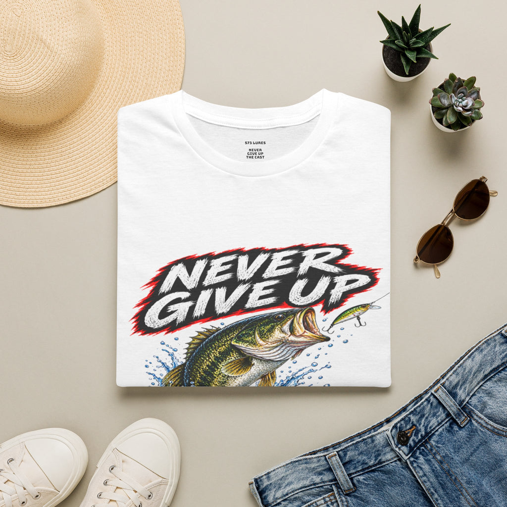 T-Shirt Never Give Up, the Cast Bass Fishing Graphic Tee Never Get Skunked Again