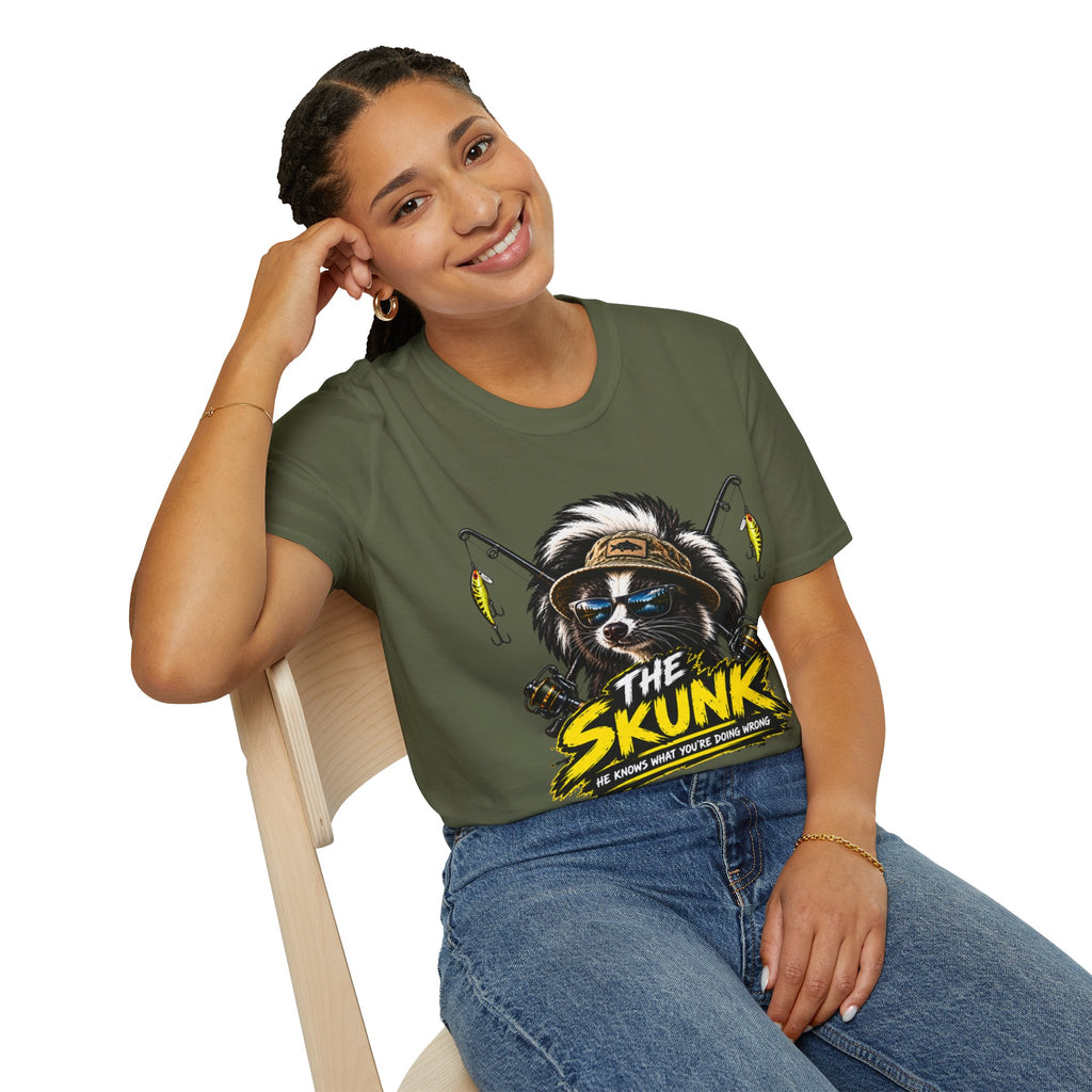 The Skunk Fishing T-Shirt — Retro Fishing Mascot Tee