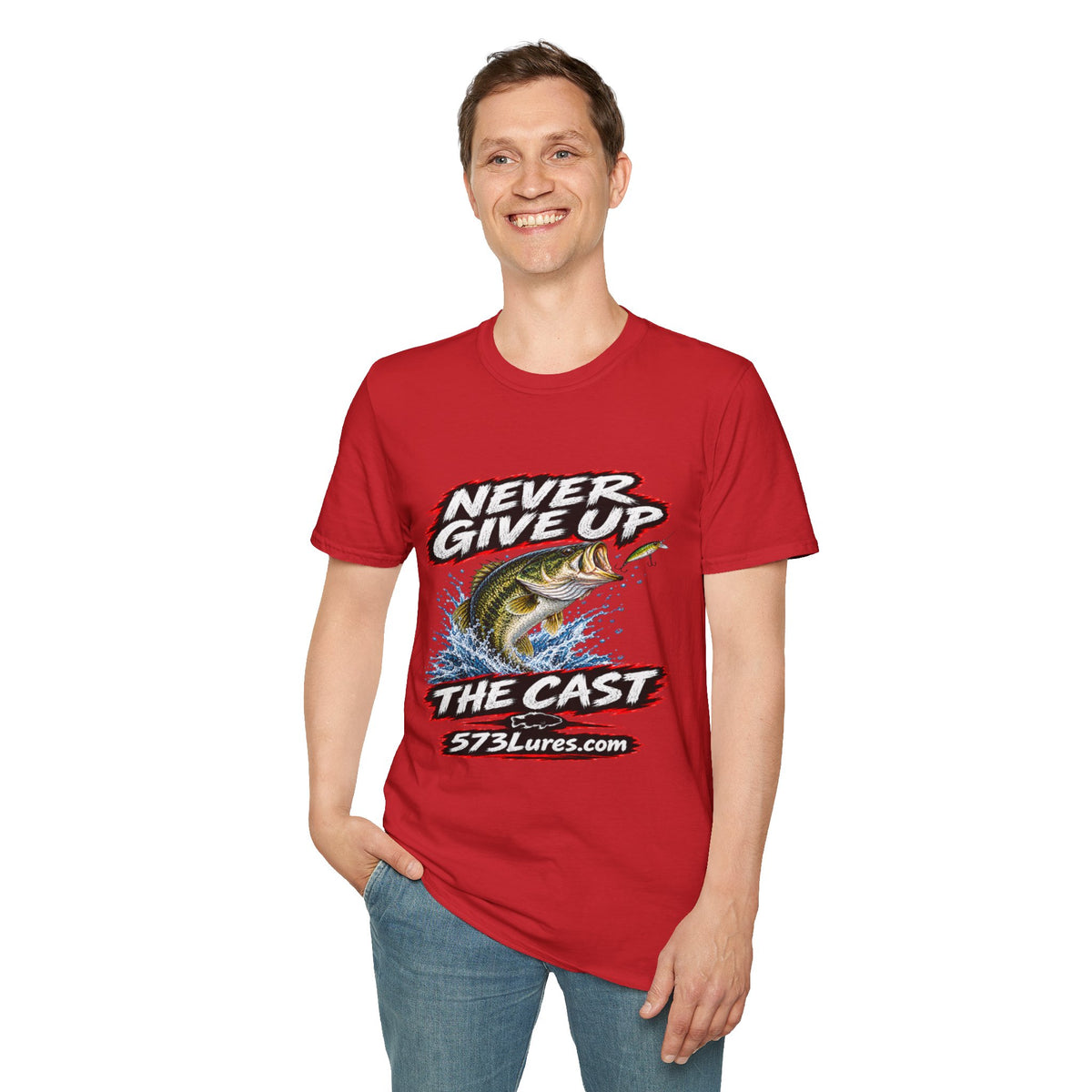 T-Shirt Never Give Up, the Cast Bass Fishing Graphic Tee Never Get Skunked Again
