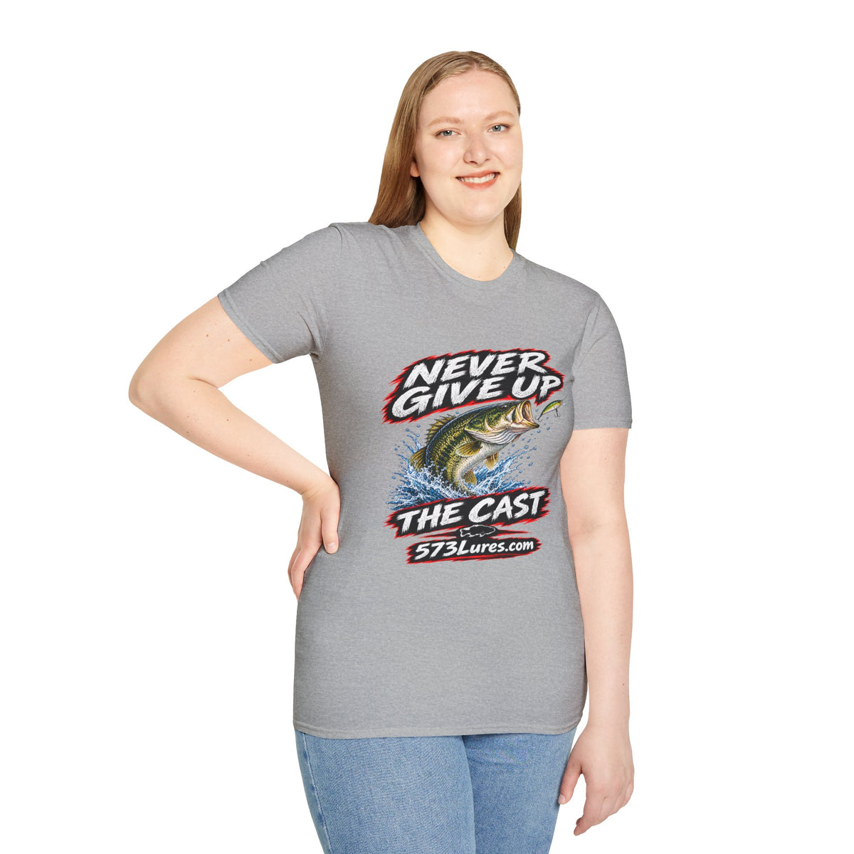 T-Shirt Never Give Up, the Cast Bass Fishing Graphic Tee Never Get Skunked Again