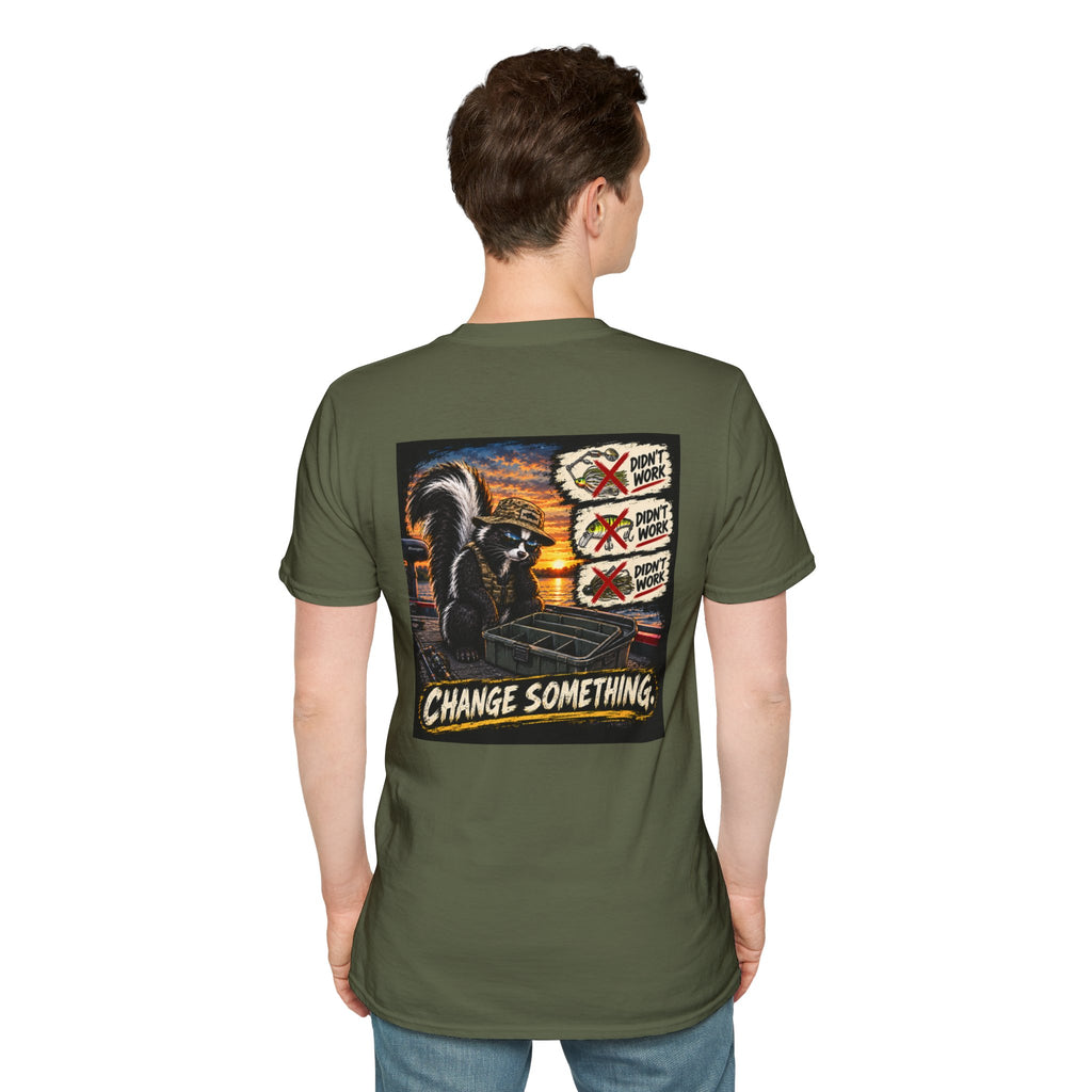 T-Shirt Change Something, Skunk Happens Fishing Graphic Tee