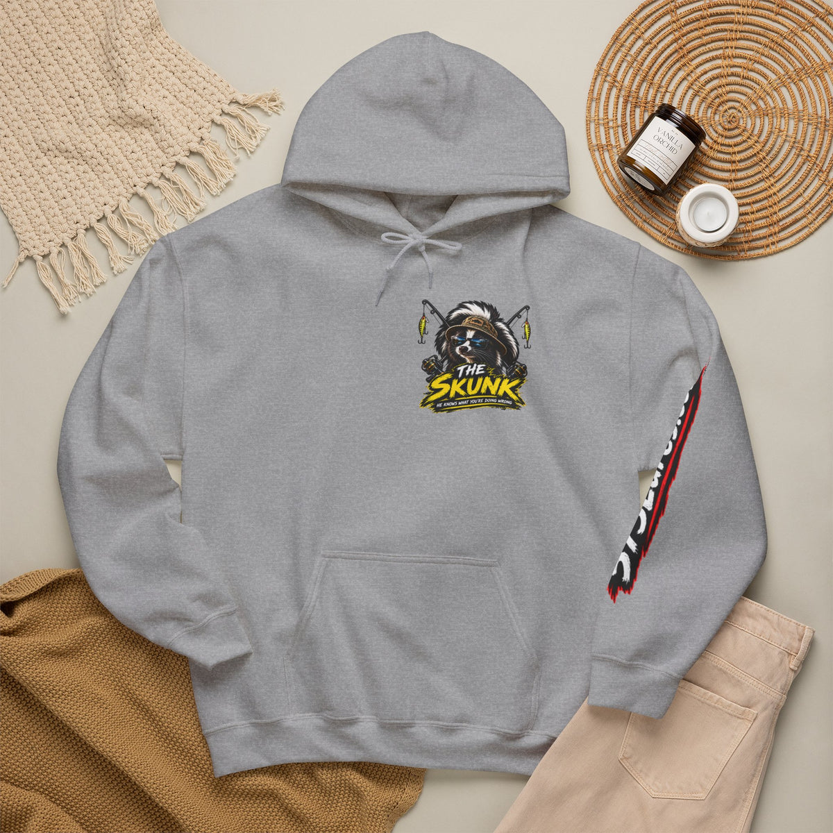 Hoodie The Skunk, Keep Casting Bass Fishing Graphic Sweatshirt