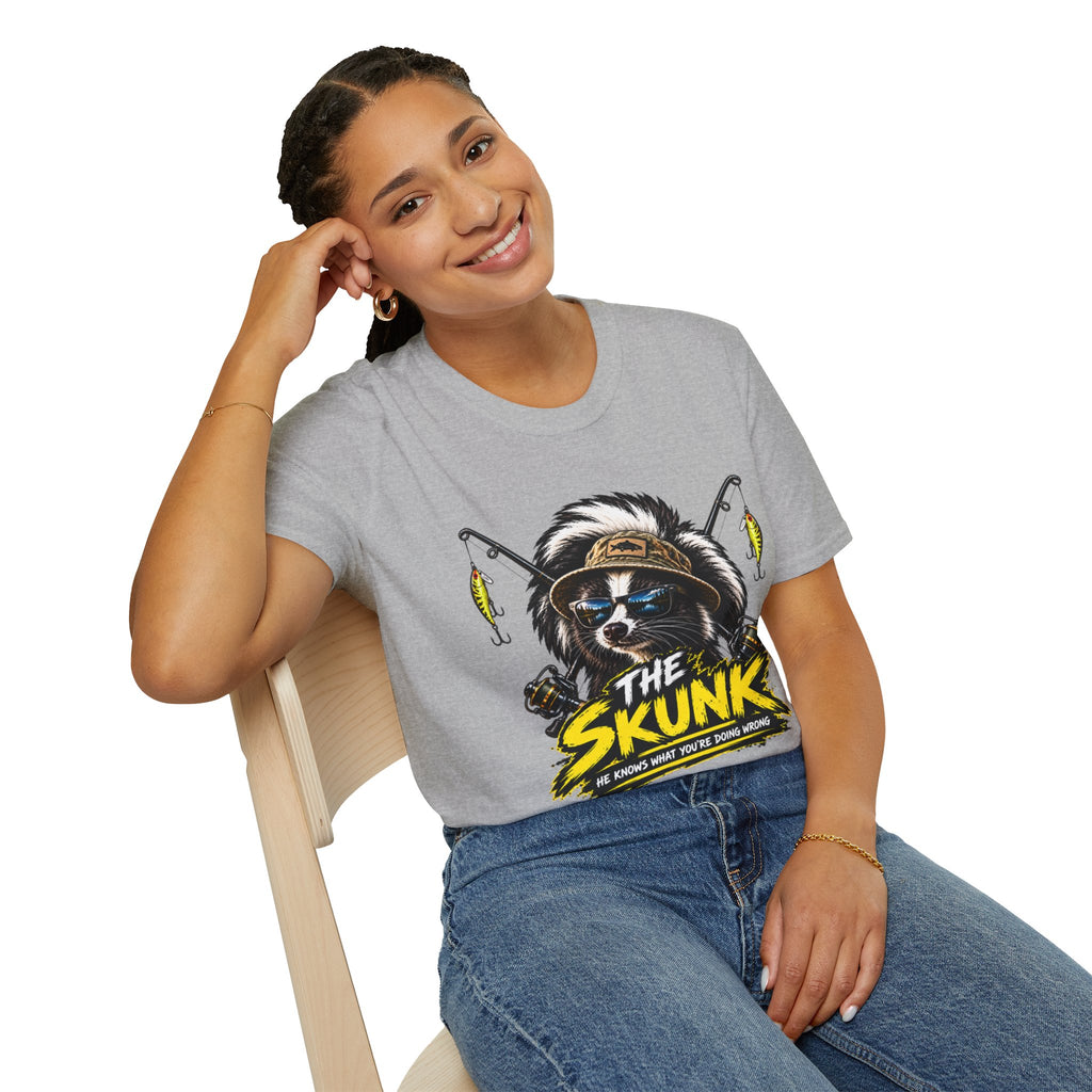 The Skunk Fishing T-Shirt — Retro Fishing Mascot Tee