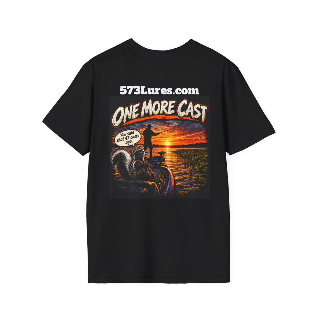 One More Cast Fishing T-Shirt — 'One More Cast' Sunset Bass Fishing Graphic
