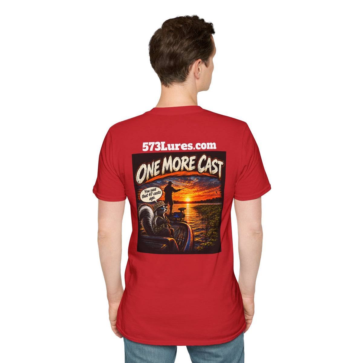 One More Cast Fishing T-Shirt — 'One More Cast' Sunset Bass Fishing Graphic
