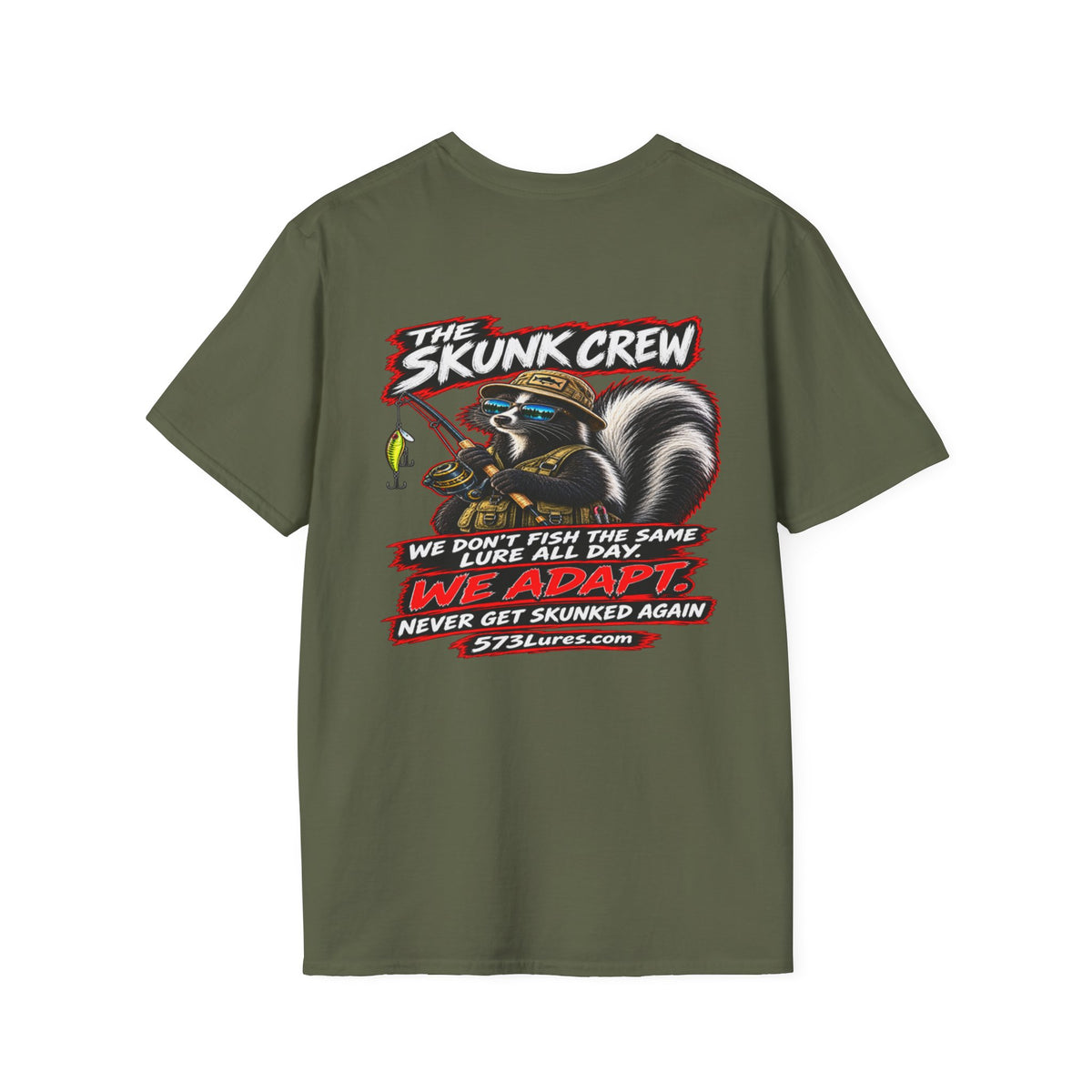 T‑Shirt The Skunk Crew, Never Get Skunked Again Fishing Graphic Tee
