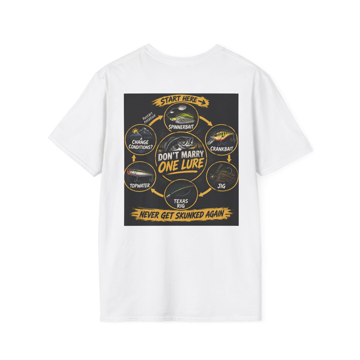T-Shirt Lure Rotation System, Don't Marry One Lure Fishing Graphic Tee