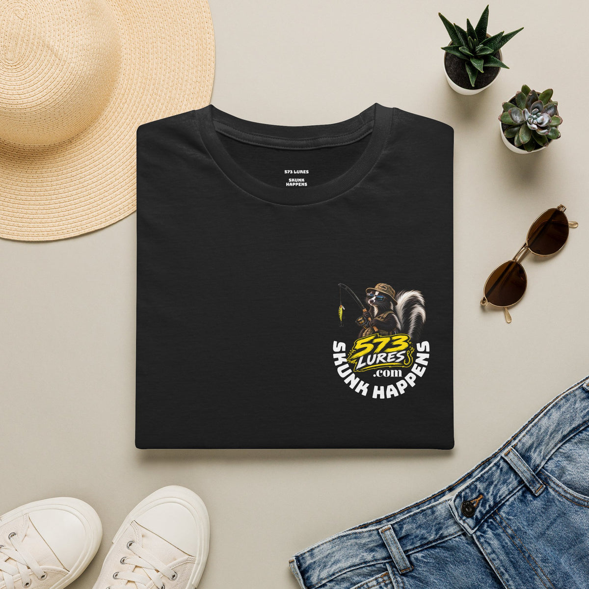 T-Shirt Change Something, Skunk Happens Fishing Graphic Tee