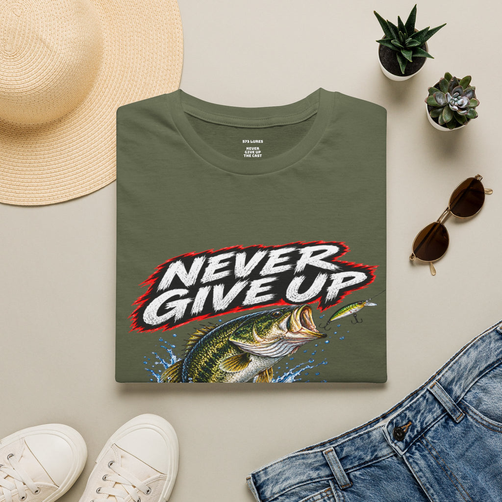 T-Shirt Never Give Up, the Cast Bass Fishing Graphic Tee Never Get Skunked Again