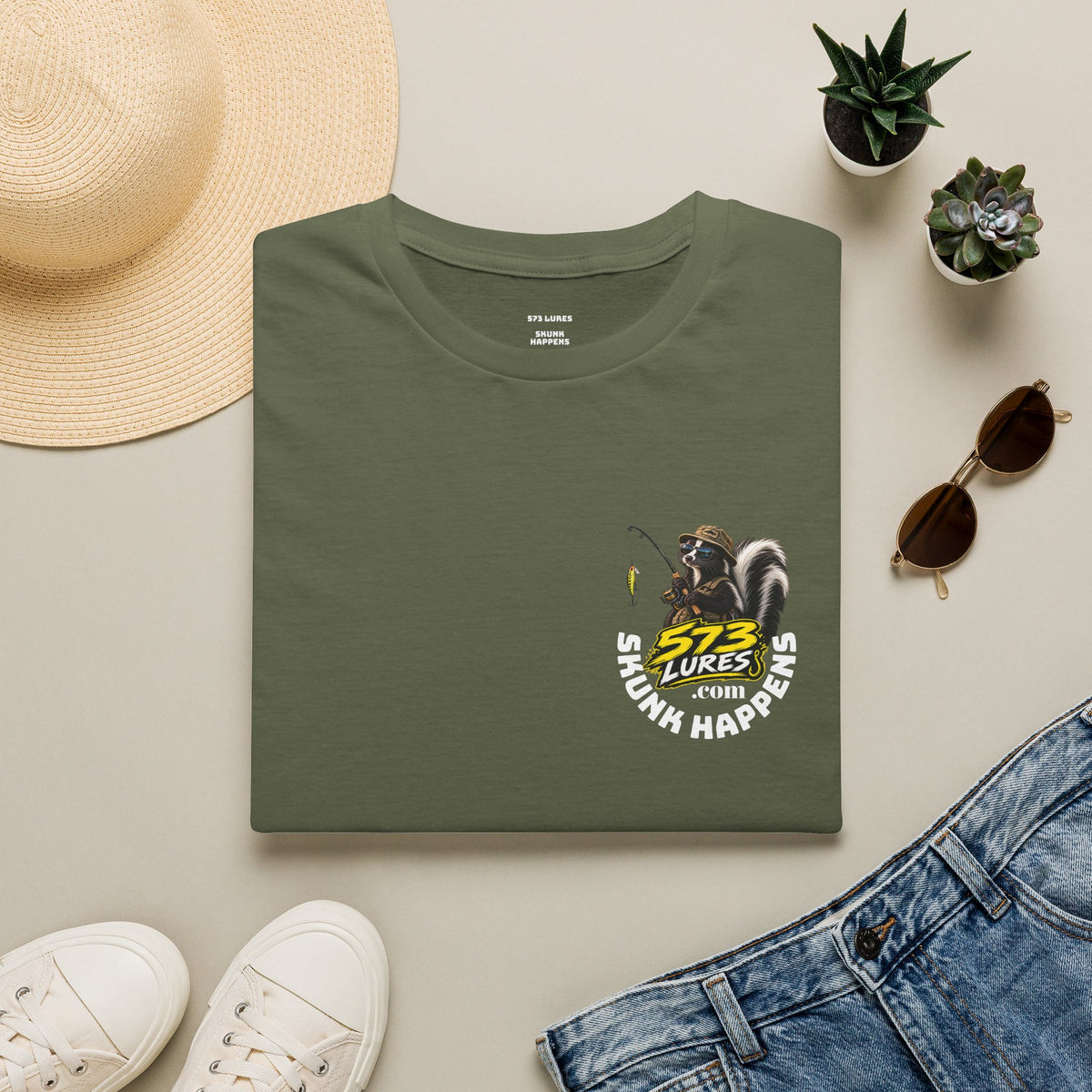 T-Shirt Change Something, Skunk Happens Fishing Graphic Tee