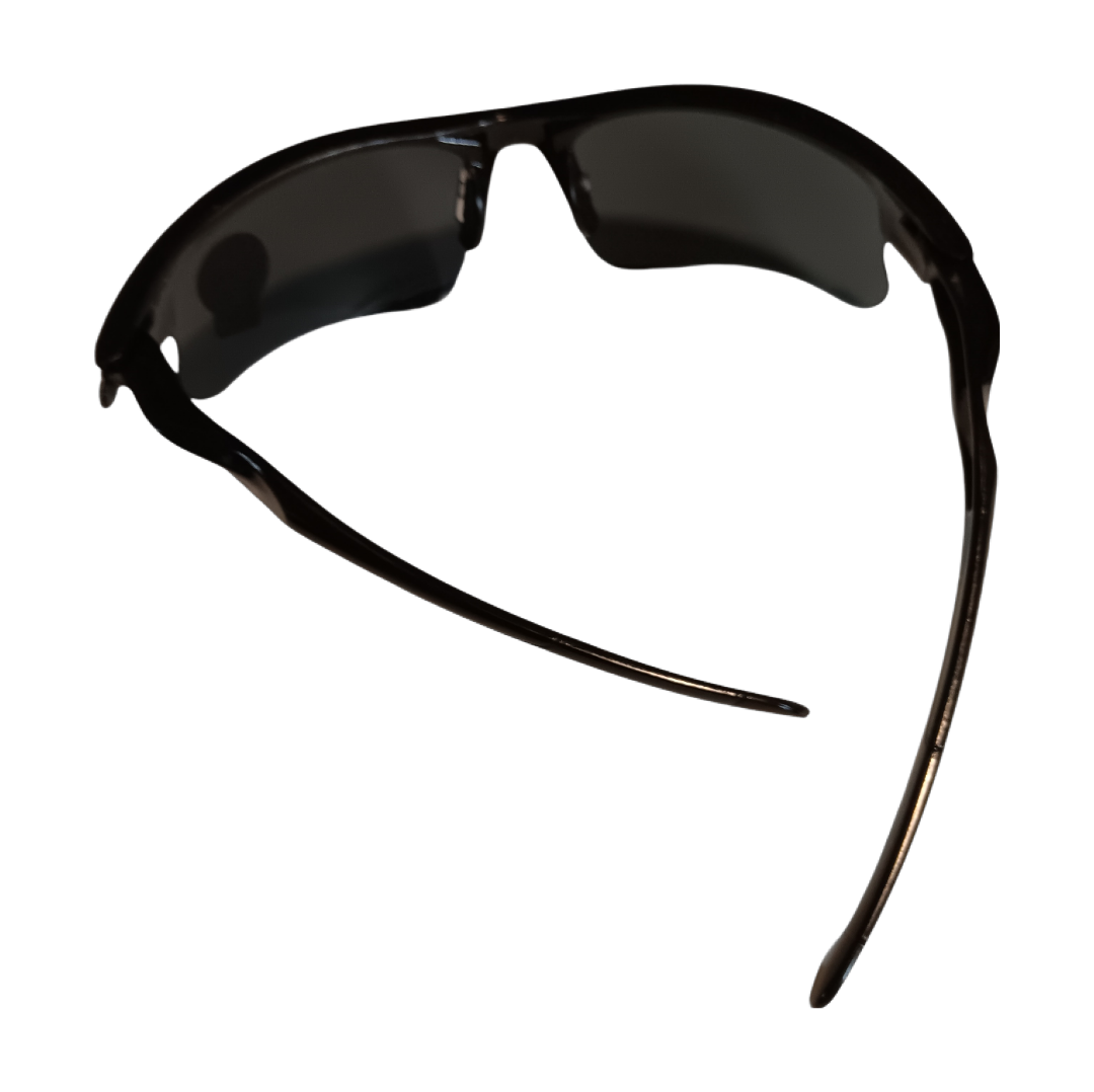 Sunglasses Sportsman Black Frame Black Lens UV400 Sport Wrap Outdoor Unisex