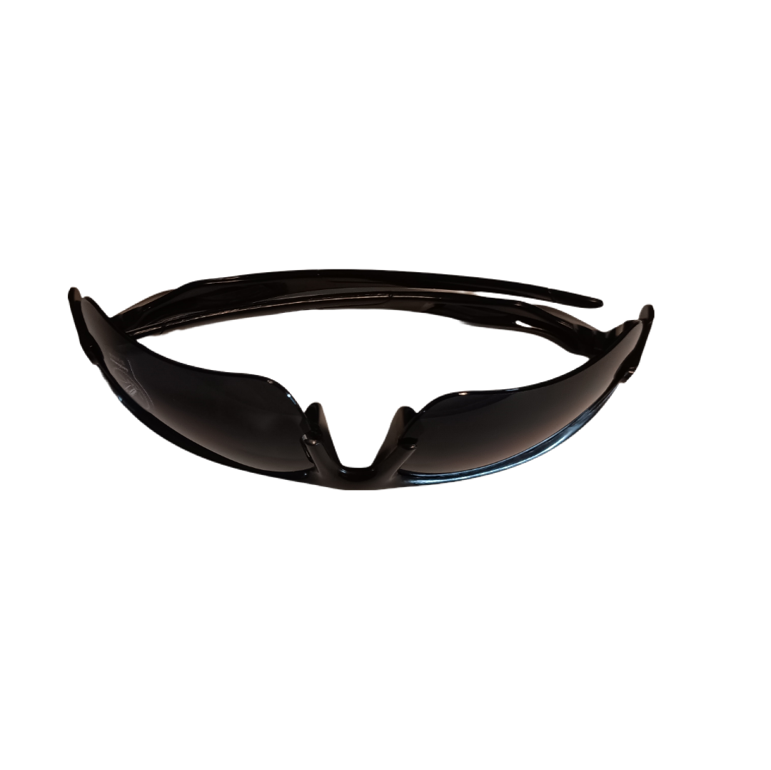 Sunglasses Sportsman Black Frame Black Lens UV400 Sport Wrap Outdoor Unisex