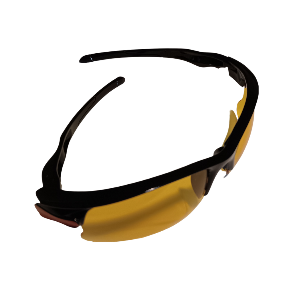 Sunglasses Sportsman Black/Red Frame Yellow Lens UV400 Sport Wrap Outdoor Unisex