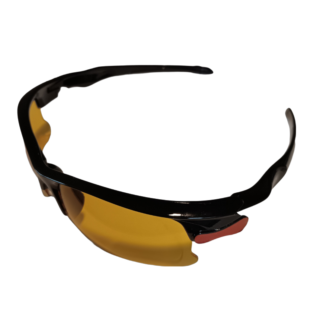 Sunglasses Sportsman Black/Red Frame Yellow Lens UV400 Sport Wrap Outdoor Unisex