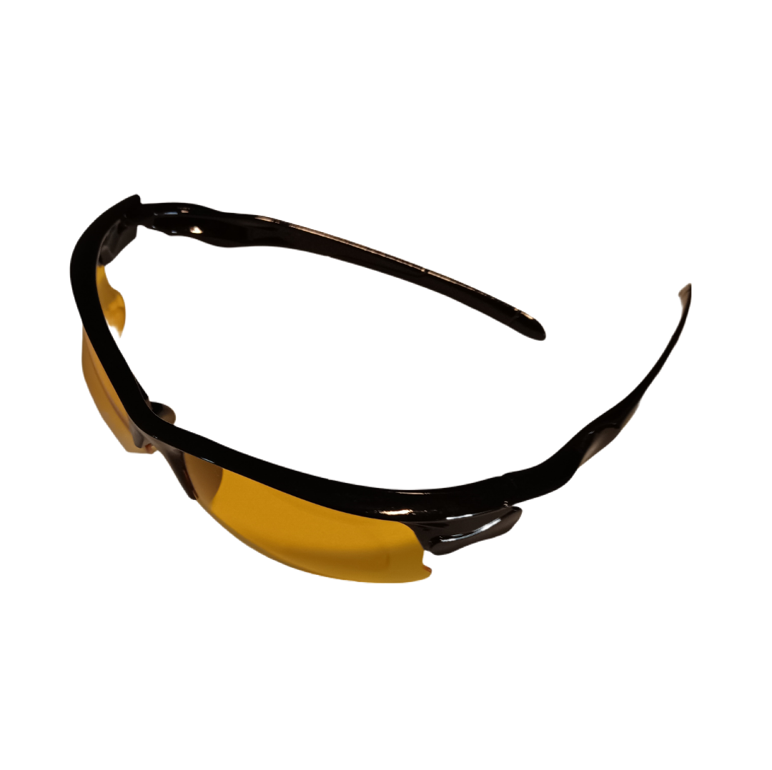 Sunglasses Sportsman Black Frame Yellow Lens UV400 Sport Wrap Outdoor Unisex