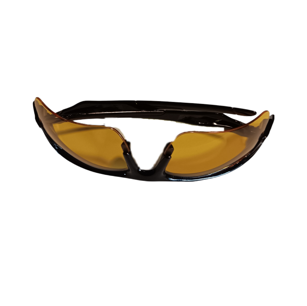 Sunglasses Sportsman Black Frame Yellow Lens UV400 Sport Wrap Outdoor Unisex